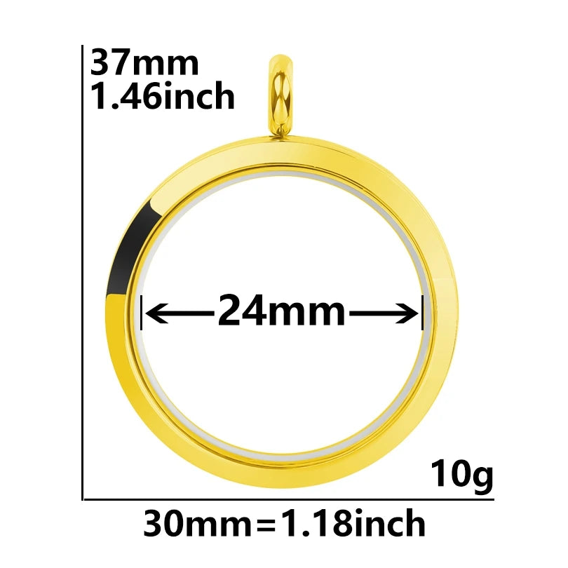 5Pcs 20-40mm Stainless Steel Glass Memory Cremation Urn Locket Pendant Openable Round Reliquary Photo Medaillon Colgantes