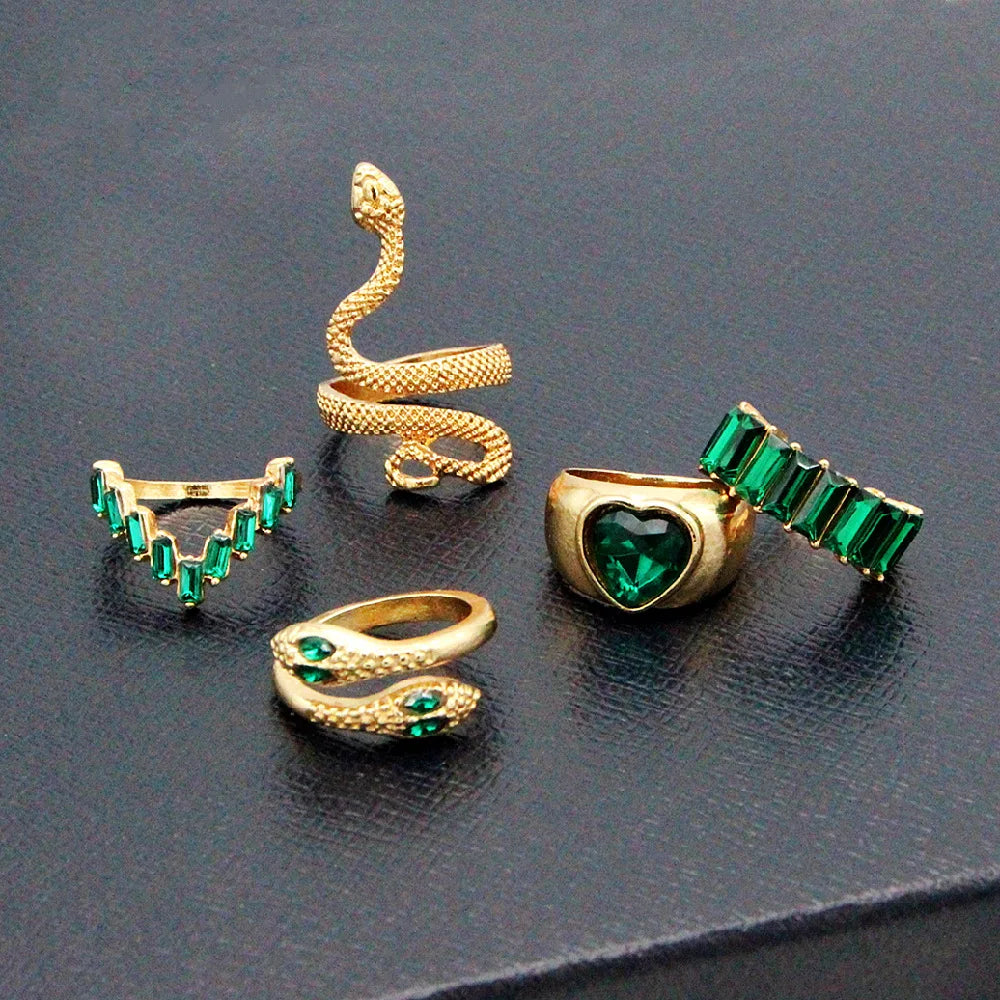 10/20/30/50/100Pcs/Lot Retro Punk Bohemian Rhinestone Carve Rings For Women Mix Style Jewelry Party Gifts Accessories Wholesale