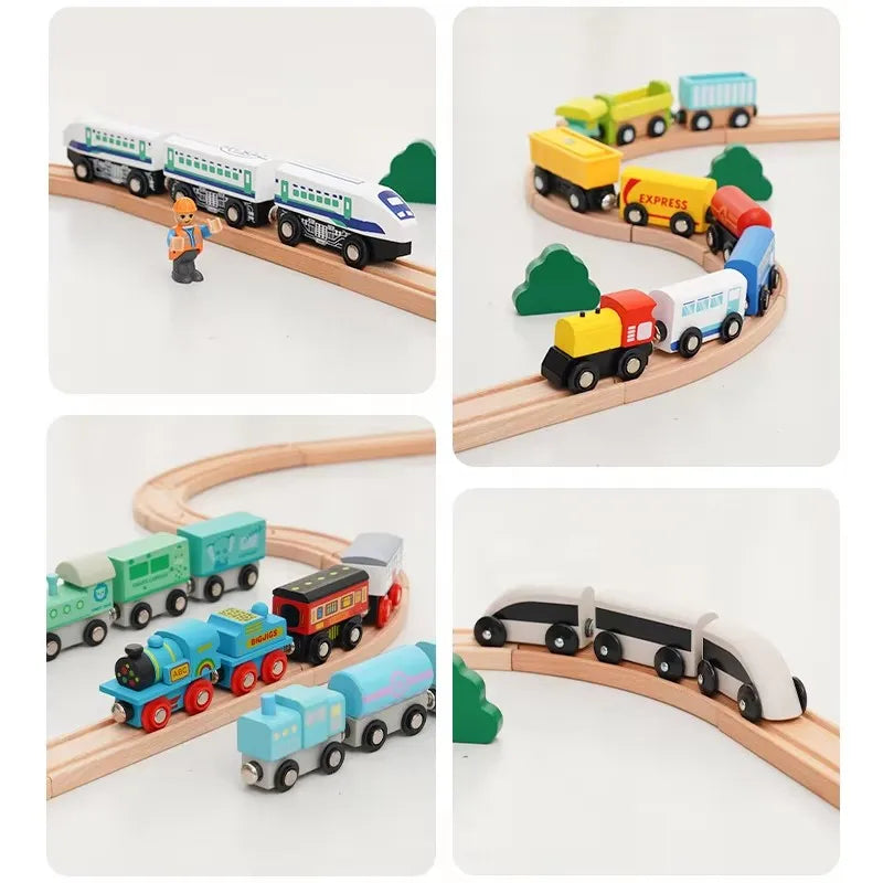 1pcs Magnetic Train Toys Wooden Train Locomotive Car Truck Railway Accessories Fit for Wooden Tracks Toys Gifts