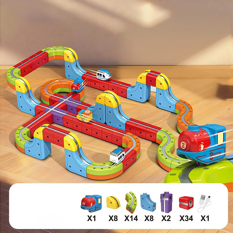 DIY Latest Educational Toys Assembly Magic Track Train Set Children's Toys Non-remote Control Rail Car Gift Box Christmas Gifts