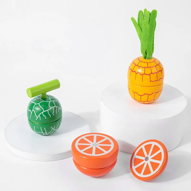 Magnetic Wooden Cutting Fruits Vegetables Pretend Play Simulation Kitchen Toys Classic Game Montessori Educational Toys For Kids