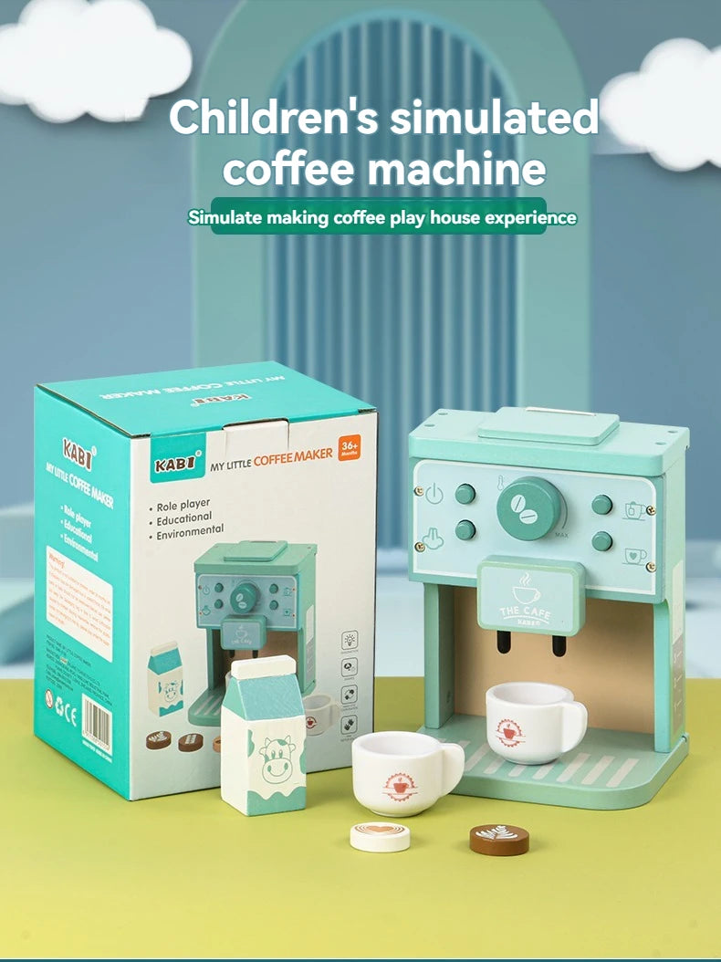 Kid Wooden Kitchen Pretend Play Toy Simulation Wooden Coffee Machine Juicer Toaster Machine Mixer Early Learning Educational