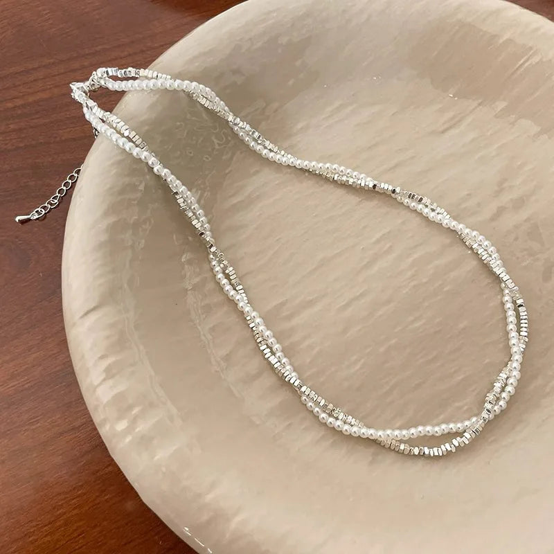925 Sterling Silver Necklace Black Beads Square Irregular Punk Geometric for Women Girl Jewelry Gift Dropshipping Wholesale