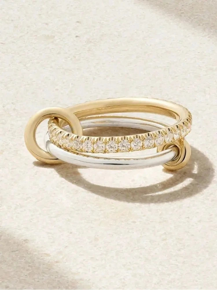 925 Sterling Silver Simple Fashion Multi-Layer Round Zircon Ring For Women Anniversary Daily Wear High Quality Fine Jewelry