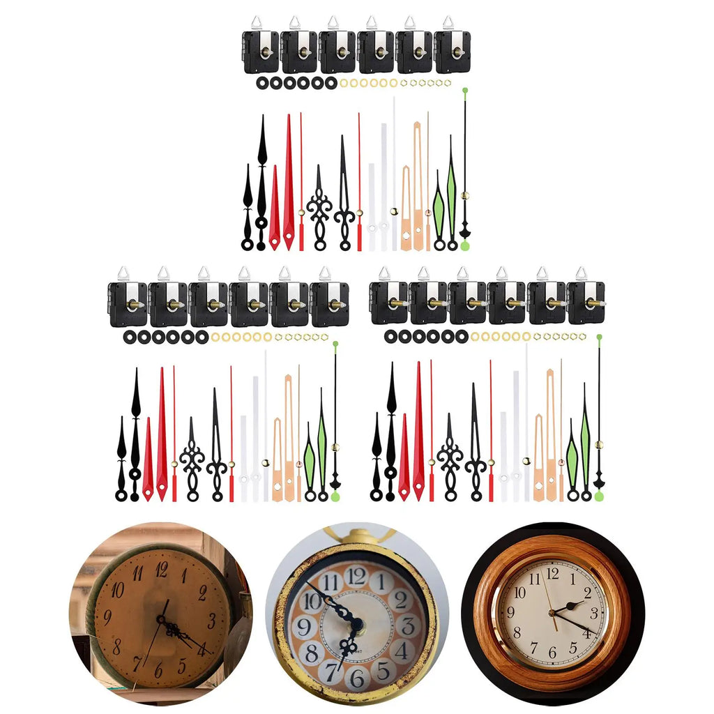 6Set DIY Wall Clock Movement Mechanism Hanging Clock Mechanism for Living Room Replacement of Broken Clocks Metal Wall Clocks