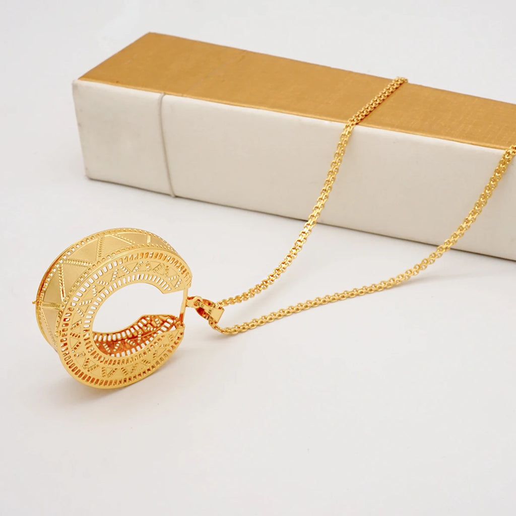 Fashion Dubai Jewelry Sets Gold Color Pendant Copper Classic Earrings Necklace For Women Daily Wear Party Anniversary Gifts