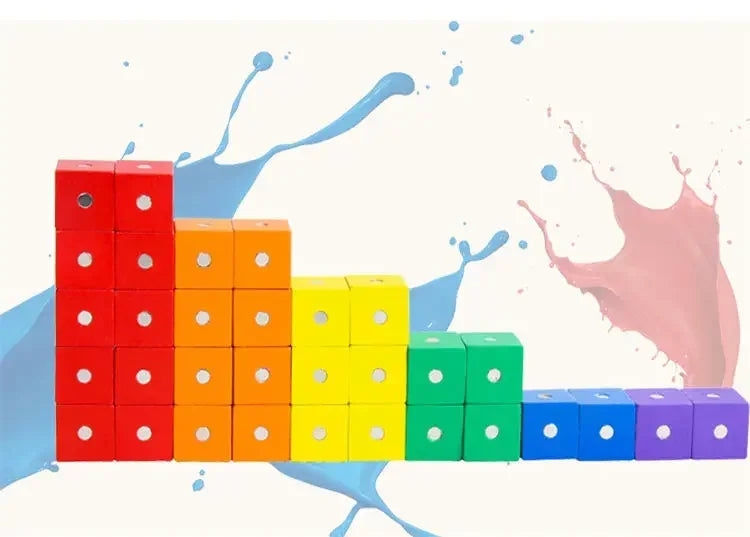 2*2*2cm Square Cube Rainbow Blocks Building Assembling Blocks Wooden Toys for Gift