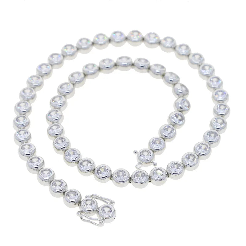 Geometric Round Beaded CZ Jewelry 5A Cubic Zirconia Tennis Necklace 2024 New Bracelet Necklace Set
