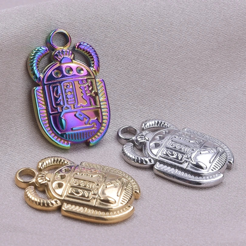10PCS Ancient Egyptian Scarab Beetle Pendants Charms Stainless Steel Dragonfly Butterfly Pendant for Jewelry Making DIY Necklace