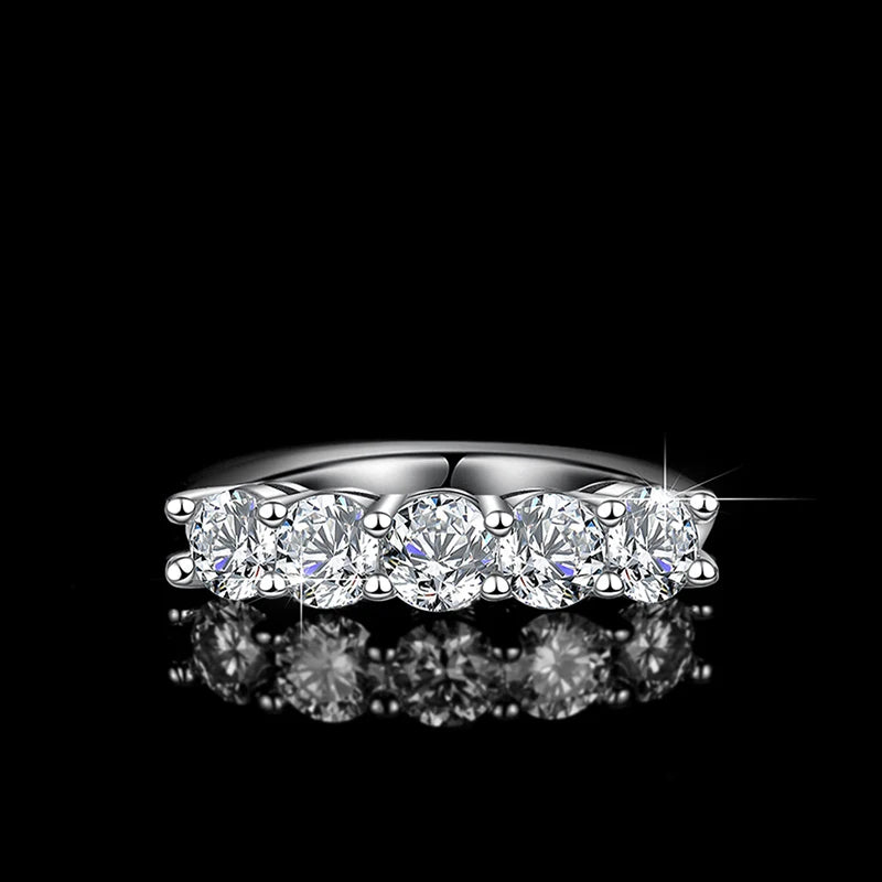 Moissanite Ring 925 Sterling Silver with White Gold Plated Lab Diamond Eternity Band Engagement Wedding Rings for Women