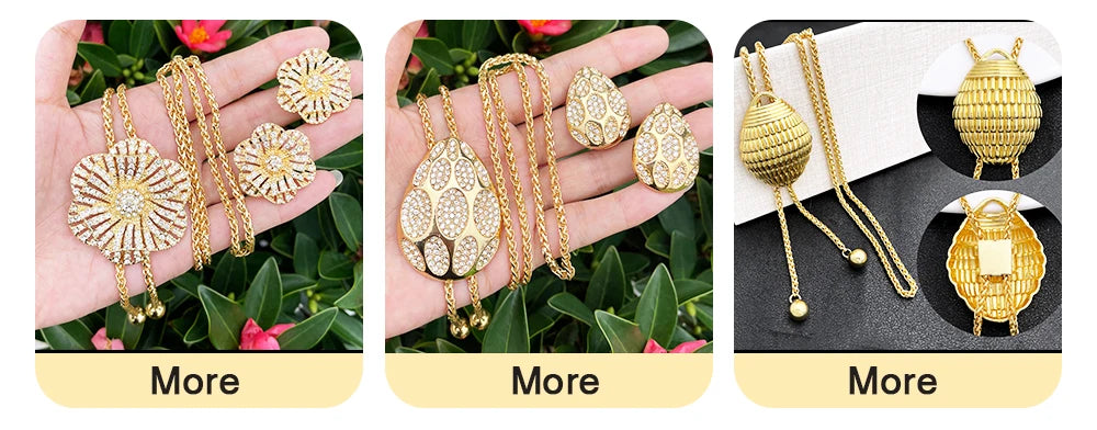 GZJPEI Monaco Chain 18K Gold Plated Cuban Chain Jewelry Set High Quality Necklace Bracelet 2025 New For Bridal Wedding Gift