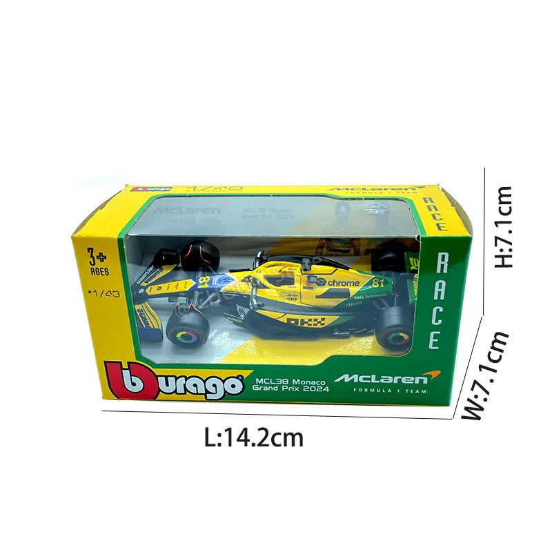 Bburago 1:43 McLaren F1 MCL38 2024 Miami GP Formula 1 Alloy Diecast Model Car #4 Lando Norris #81 Oscar Piastr Toy Gift