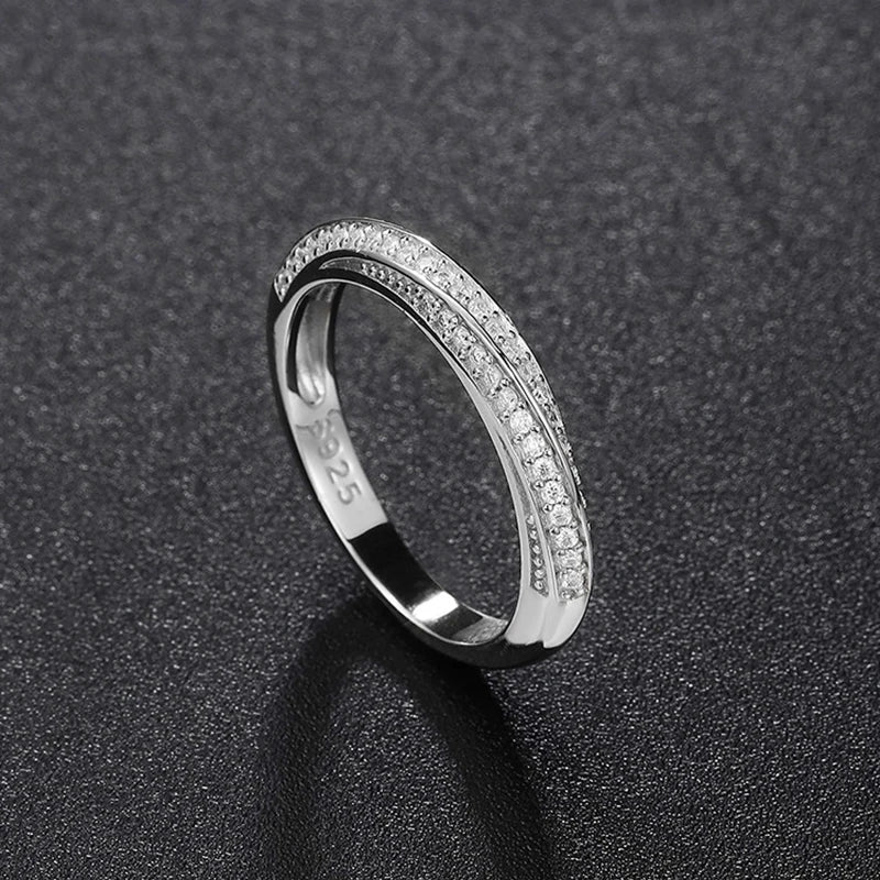 Pass Diamond Tester Pen Moissanite Ring Full Moissanites Around for Women S925 Silver Wedding Diamonds Band Stackable Ring
