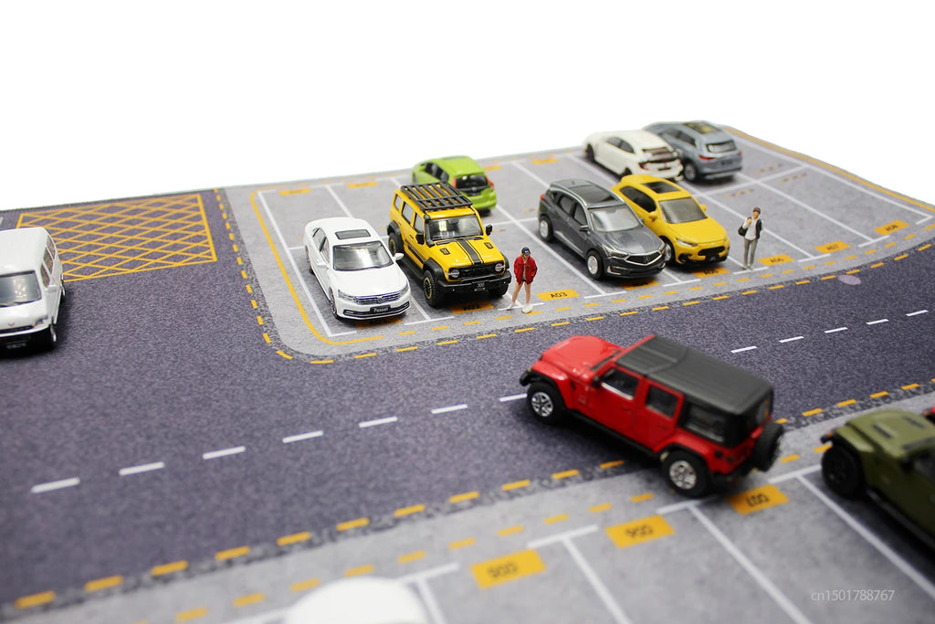 1:64 Scale Parking Road Garage Football Field Toy Mat Mouse Pad For Diecast Car Model Dolls Scene Display