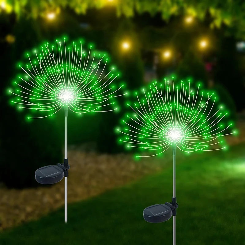 Outdoor 200LED Fairy Lights Solar Power Waterproof Firework Lawn Lamp Decor for Patio Pathway Garden Yard