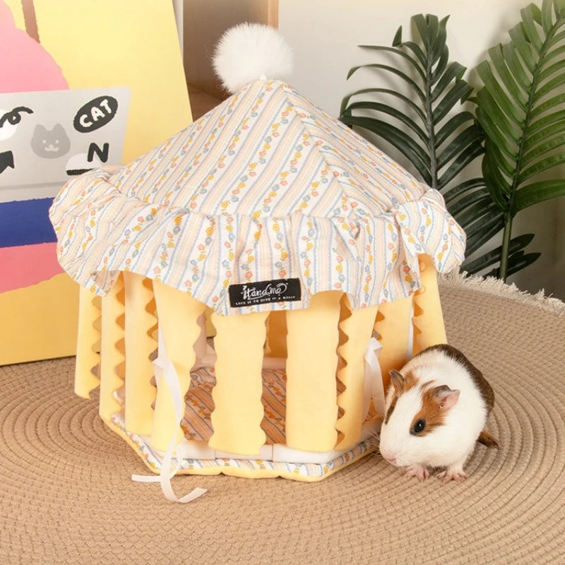Tent Hamster Cage Guinea Pigs Rabbit Nest Hamster Cage House Cozy Small Pet Nest Tent Soft Cotton Pet House Sleeping Tent
