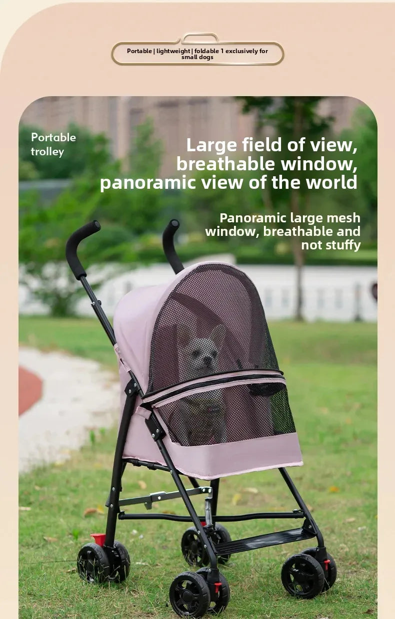 Foldable Pet Stroller for Small Dogs Cats Lightweight Travel Pushchair Breathable Carrier  Teddy Puppies Outdoor Walks Shopping