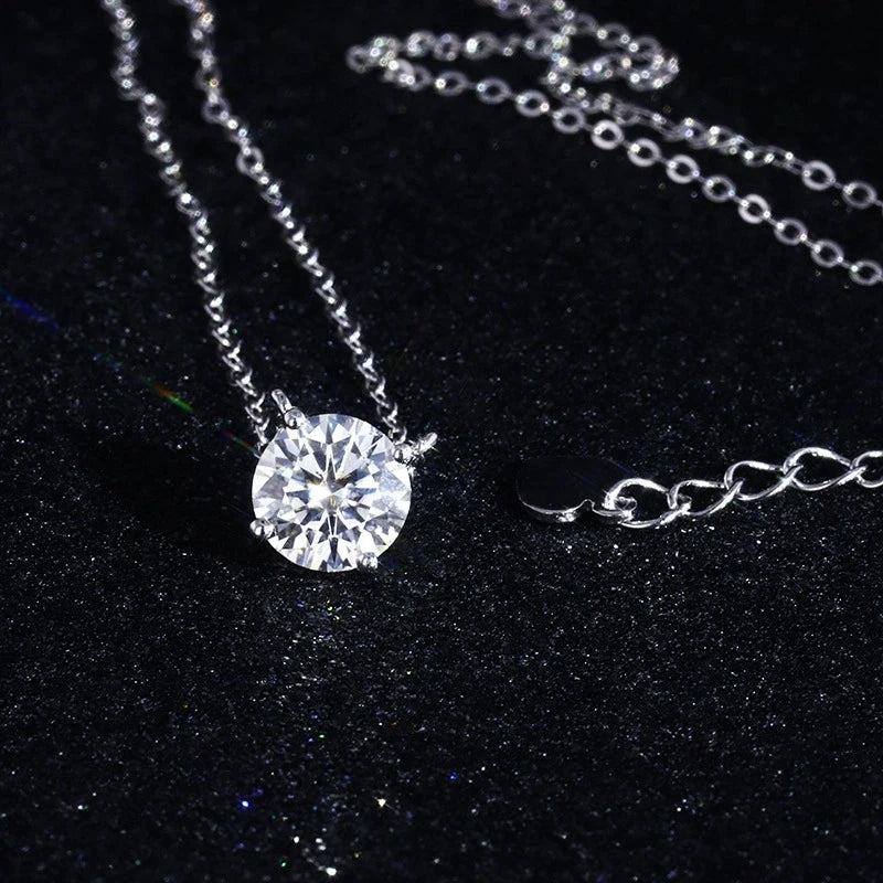 Moissanite Dia 6.5mm 0.5-5CT Woman Pendant Sier Necklace For Women Chains Party Bridal Fine Jewelry 925sterling Silver Necklace