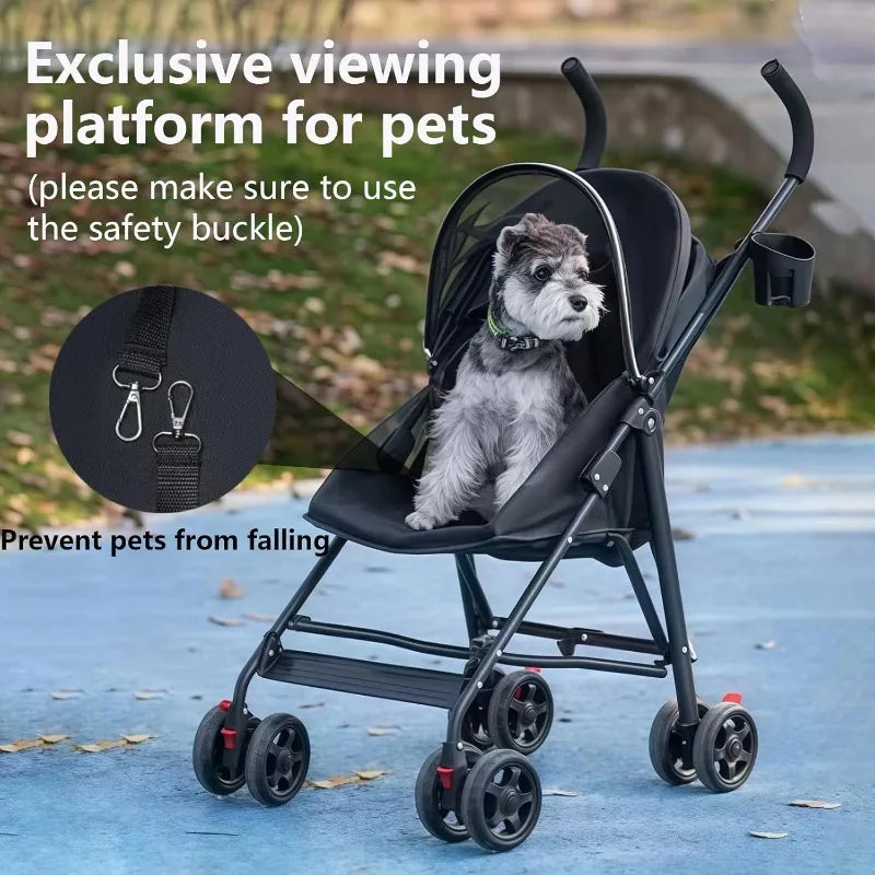 Cool Mesh Pet Stroller for Small Dogs and Cats Lightweight Suitable for All Road with Removable Liner Safety Tether Easyto Store