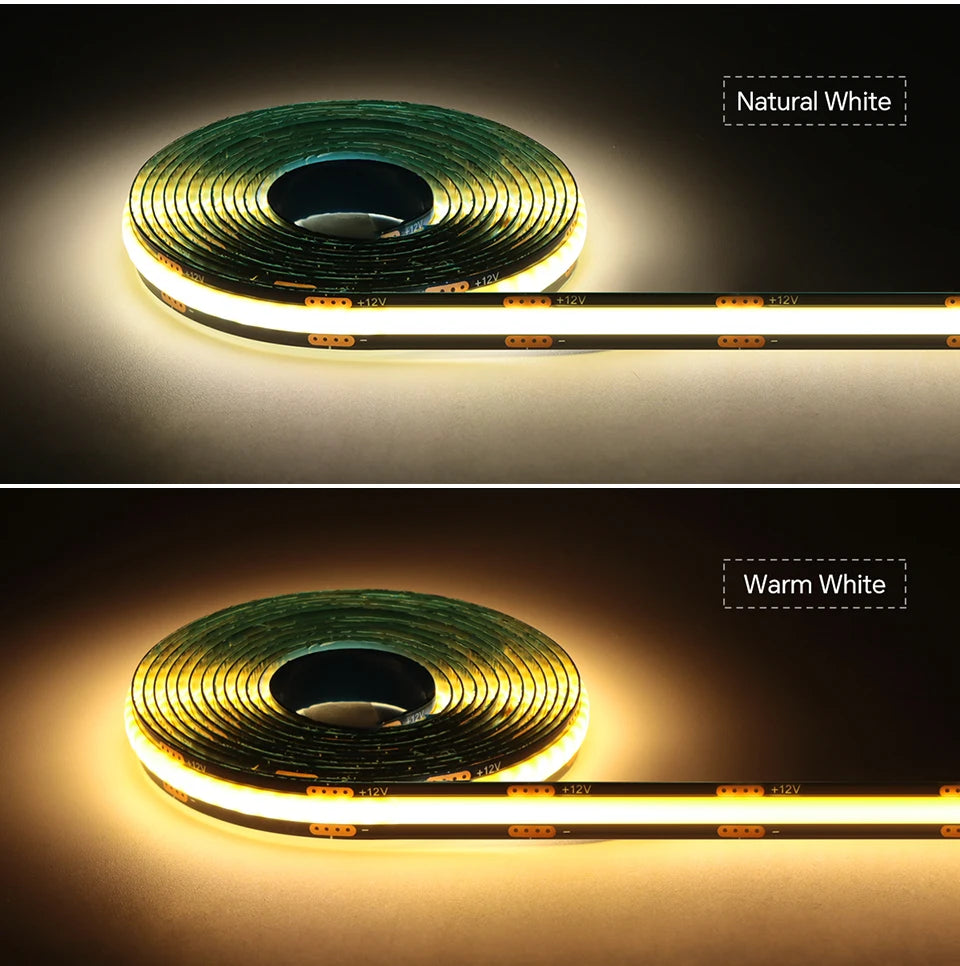 Touch Dimmable Black PCB LED Strip Light COB Tape For Walnut Acoustic Wooden Slat Grille TV Background Wall Panel&Cabinet Decor
