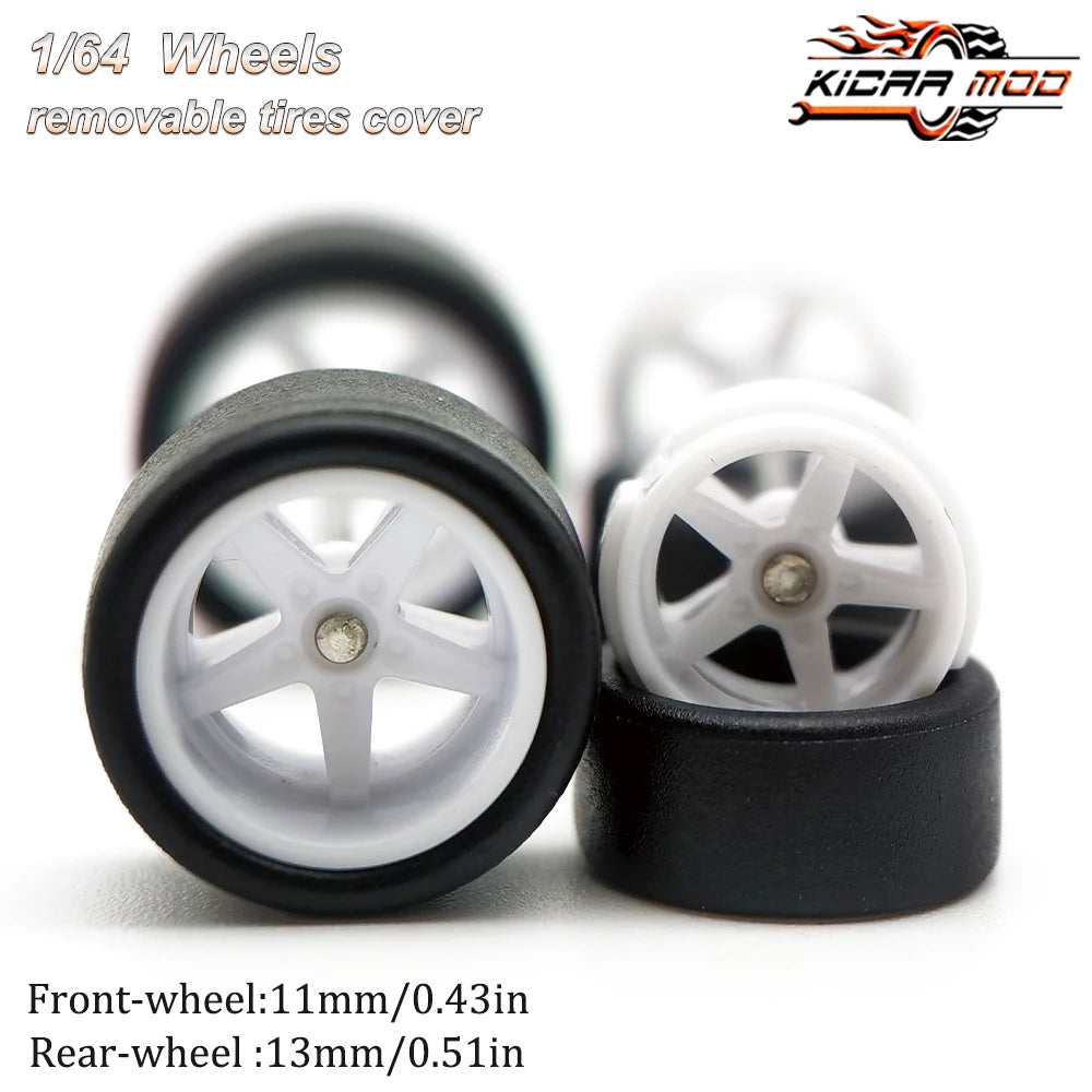 1/64 RLC Premium Wheels with Slick Tires for RLC Muscle Car Advan GT Model Car Refitting Parts D:11mm+13mm (1 Set)