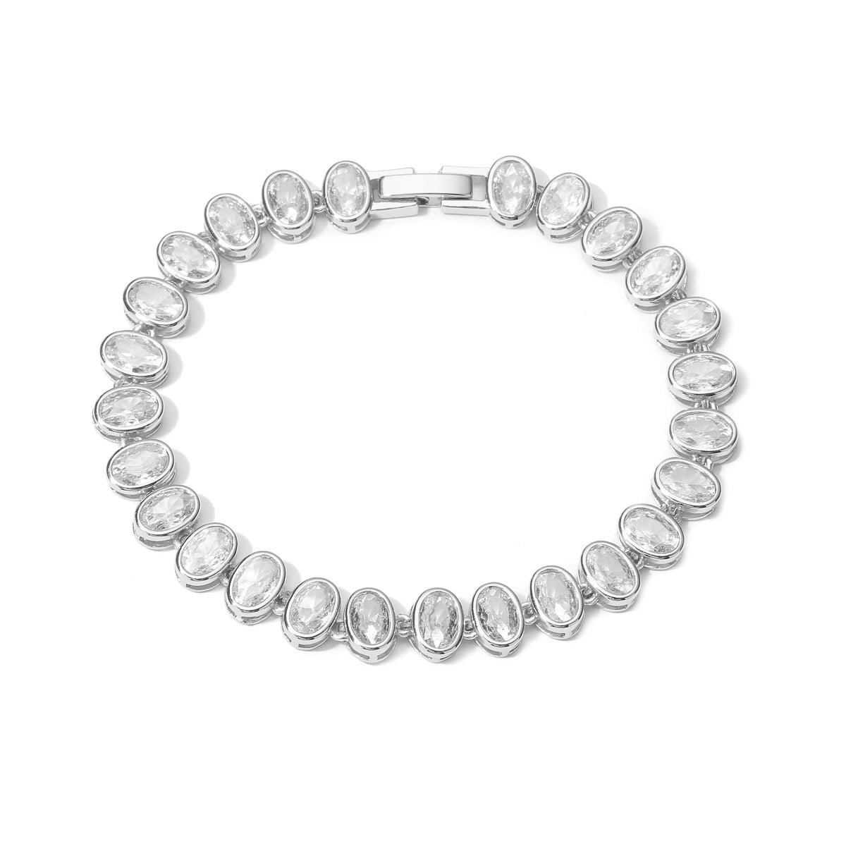 HECHENG,Oval Sparkling CZ Charm Bracelets Necklace for Women 18K Gold Plated Tennis Cubic Zircon Bohemia Beach Jewelry Set