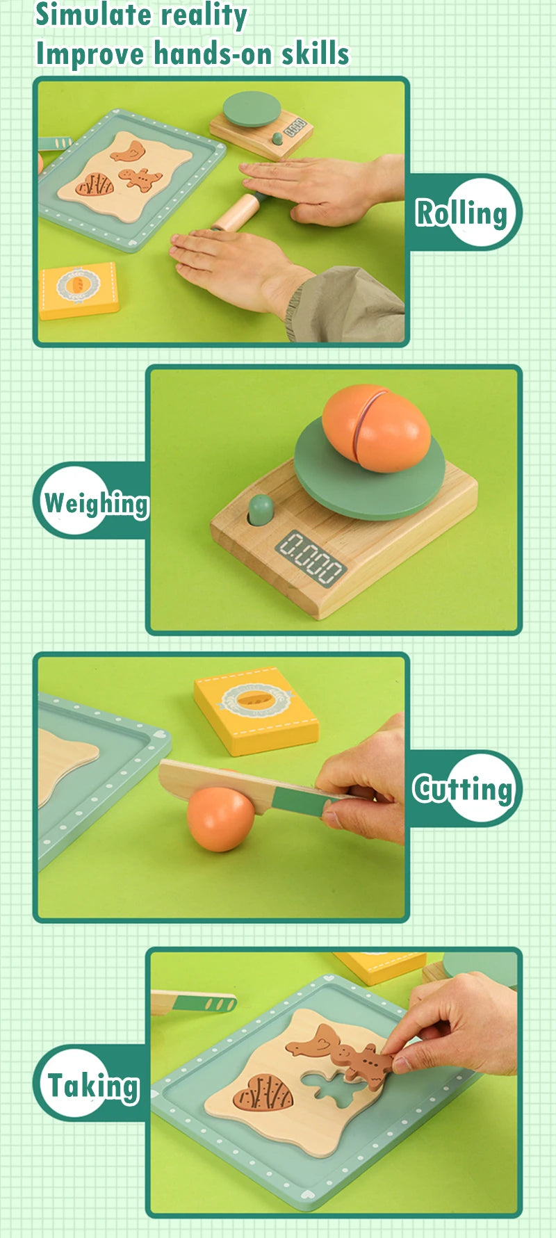 Girls Toys Wooden Afternoon Tea Set Children's Toy Kitchen  Pretend Play Set Toaster Coffee Maker Ice Cream Kids Educational Toy