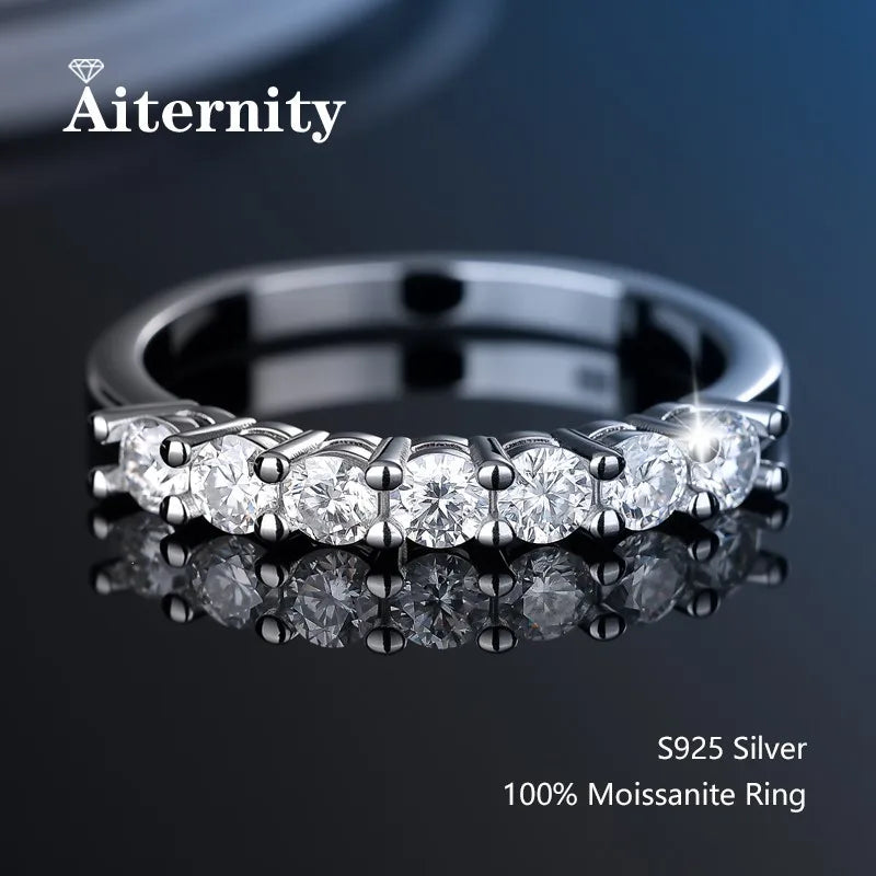 925 Sterling Silver Female Single Tail Ring100% Pass Diamond Tester Pen Moissanite Ring Matching Wedding Diamond Band for Women