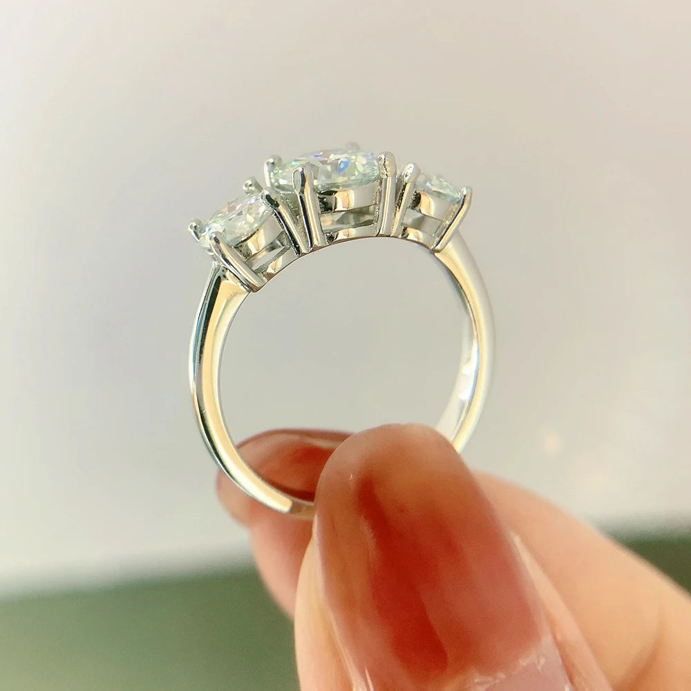 JoyceJelly S925 Sterling Silver Colors Moissanite Ring 2CT 4CT Total Full Moissanite Diamond Jewelry For Wedding Engagement Gift