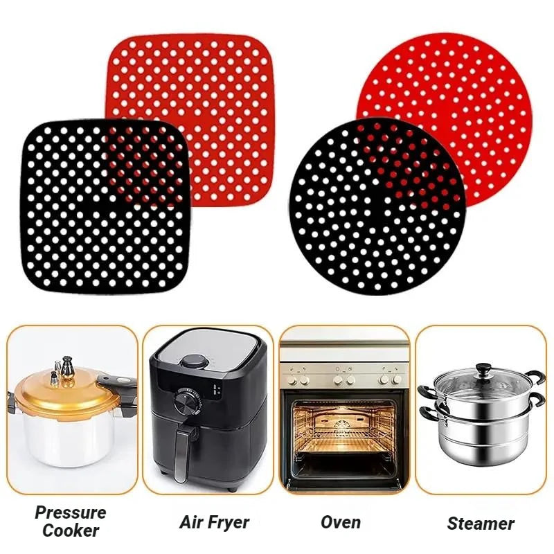 Reusable Silicone Air Fryer Mat Non Stick Baking Pad Inner Liner Cooking Bakeware Oil Cake Grilled Saucer