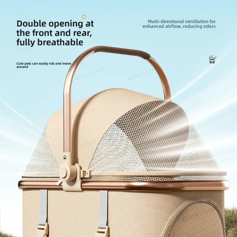 Portable Pet Separable Stroller One Click Easy Fold Cat Carrier Universal Compact Lightweight Baby Dog Travel Pushchair