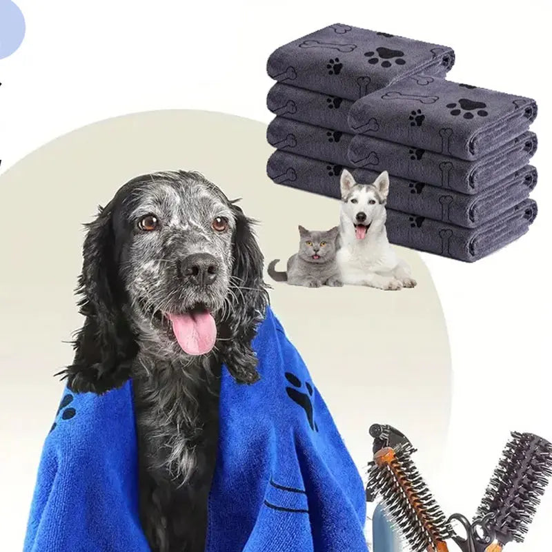Microfiber Pet Printing Absorbent Towel Thickened Puppy Quick-drying Dog Claw Bath Towel, Pet Bath ProductsAbsorbent Medium Dogs
