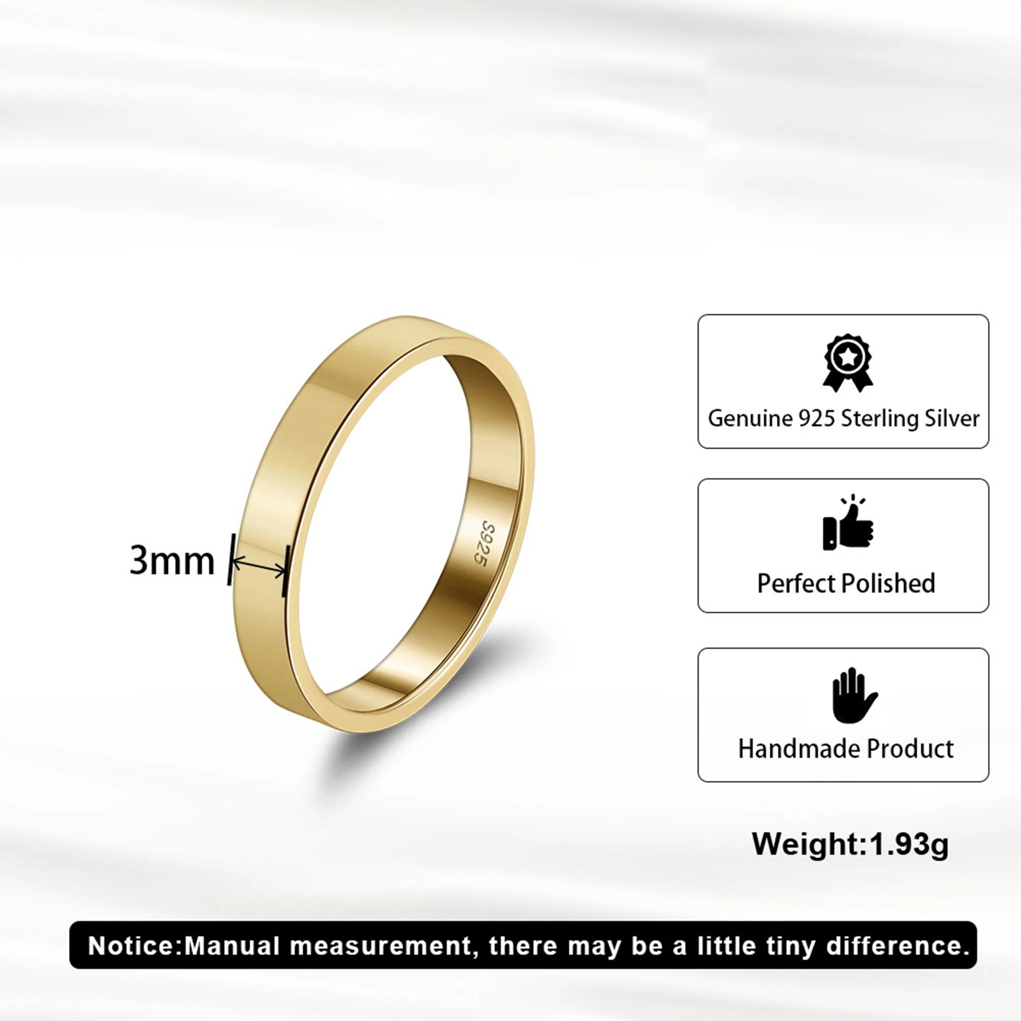 Effie Queen Fashion 925 Sterling Silver Ring Perfect Polished Simple Design Unisex Jewelry Propose Wedding Jewelry Gift APR33