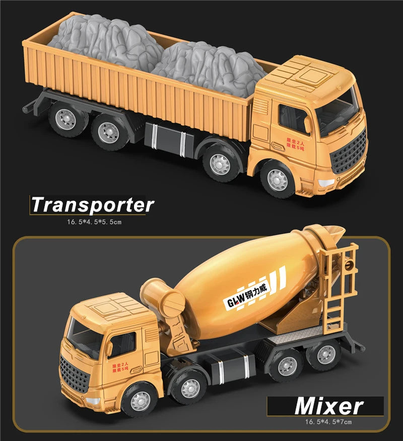 Engineering Diecast Crane Bulldozer Excavator Vehicle Construction Alloy+Plastic Tractor Inertial Model Toys for Children Boys