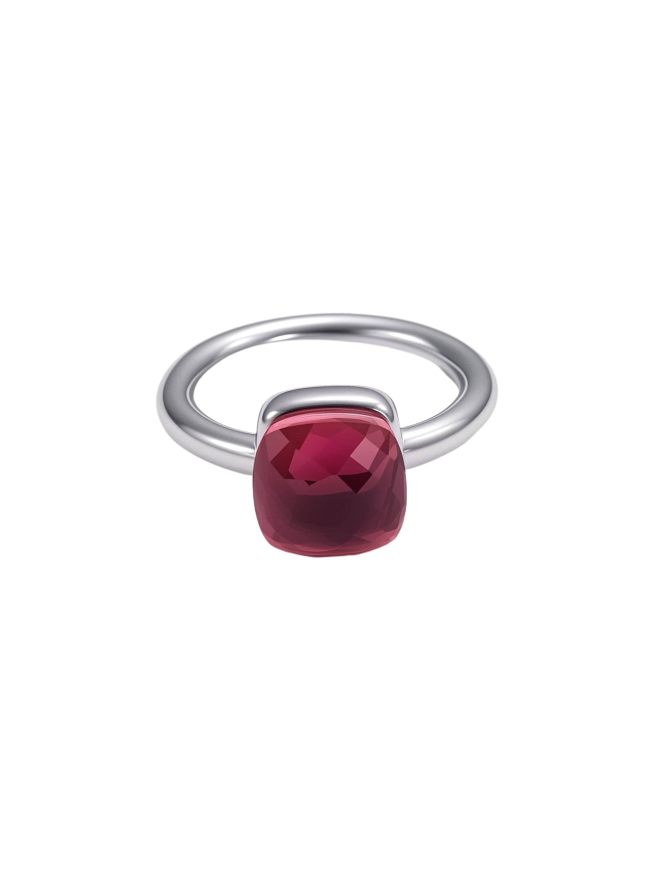 Colorful Crystal Nude Ring for Women 18K Gold Plated Stainless Steel Candy Color Square Stone Statement Rings Jewelry Gift