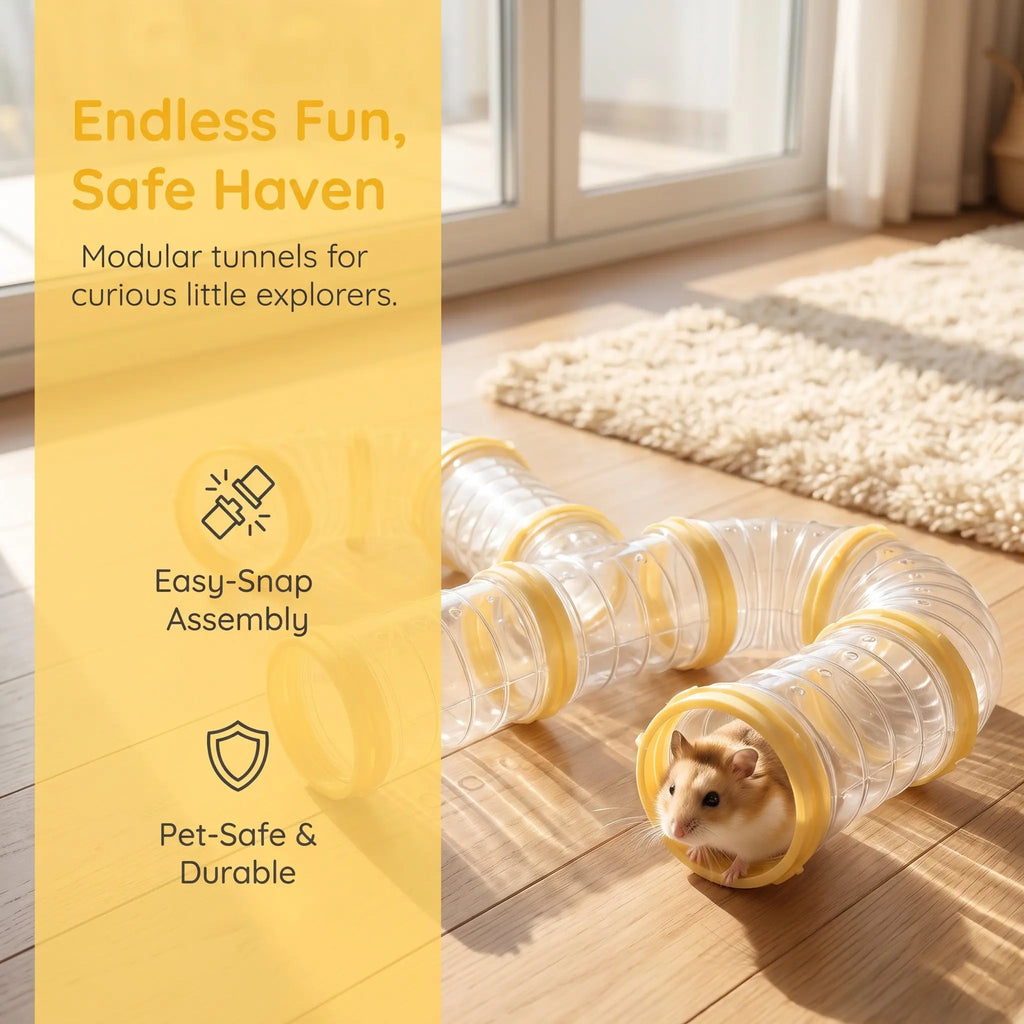 Hamster Cage Tunnel Tubes Set Clear Plastic Pipes Small Animal Tunnel Toy Ferret Climbing Tube Connector Accessories for Mice