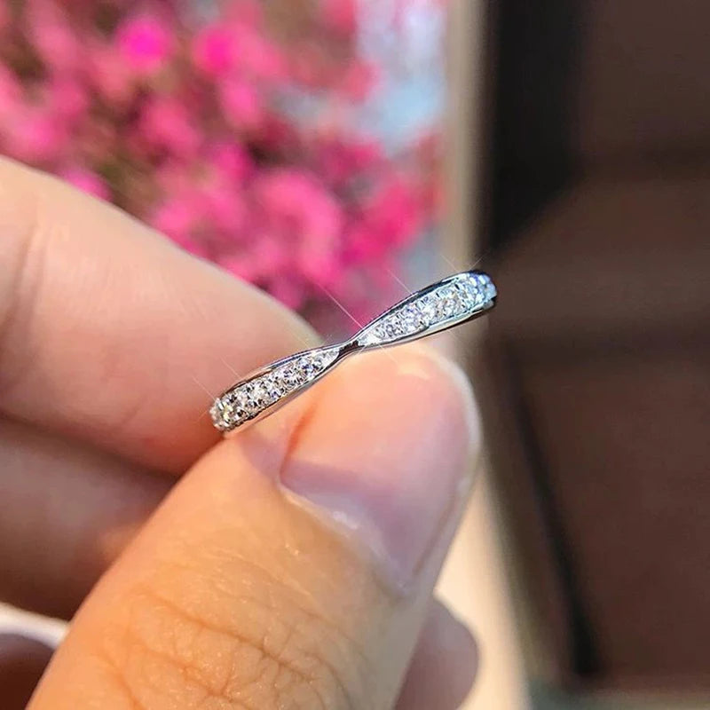 Pass Diamond Tester Pen Moissanite Ring Full Moissanites Around for Women S925 Silver Wedding Diamonds Band Stackable Ring