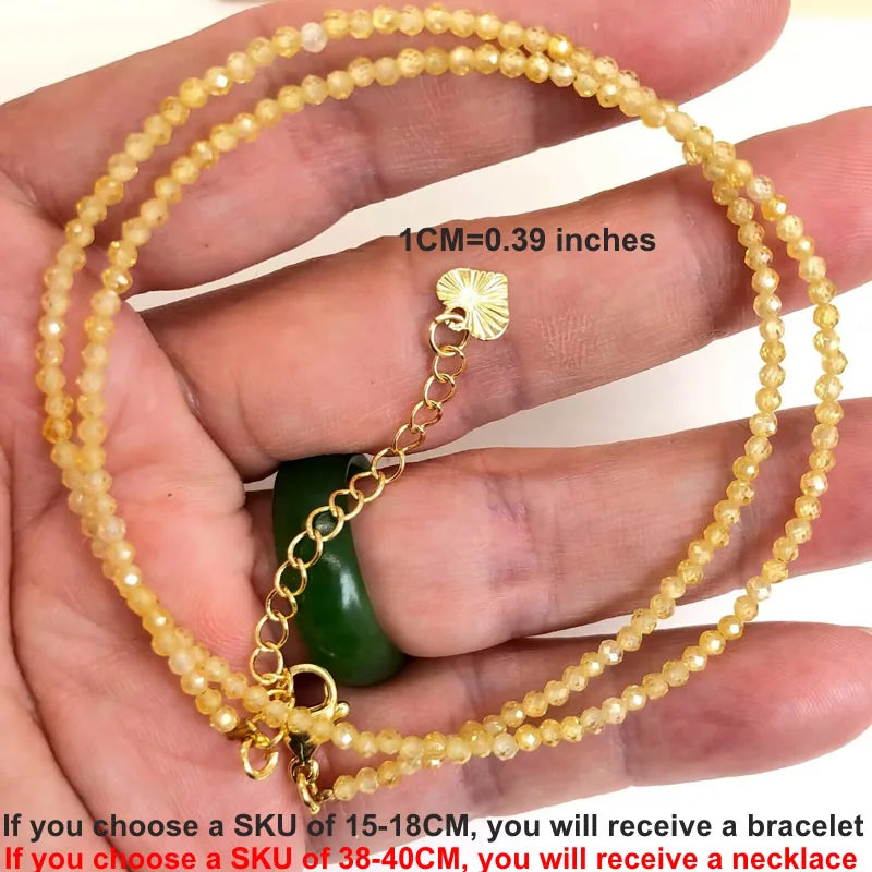Natural Gemstones 2mm Cutting Angle beads Necklace Tourmaline quartz garnet zircon Bracelet Choker Men Female Jewelry Party Gift