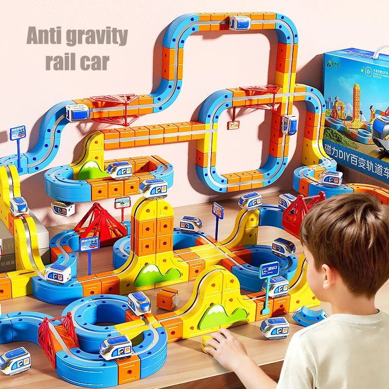 Kids Magnetic Track Car Toy Children Electric Anti-gravity Train Railway Model Magic Race Cars Toys for Boys 3 Years Birthday