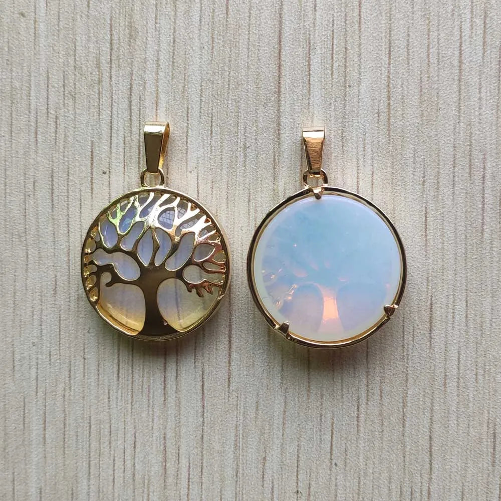 Wholesale 12pcs/lot Fashion Natural Stone Alloy Tree of Life Mix Pendants for Necklaces Jewelry Accessories Making Fast Shipping