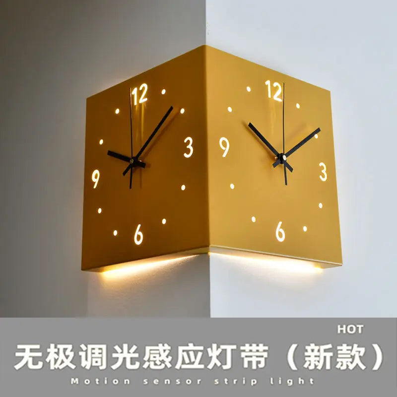 2026Simple and creative corner double-sided wall clock, double-sided clock, living room, silent corner clock, universal