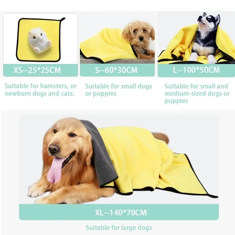 2 in 1 Pet Bathrobe and Towel Super Absorbent Wearable Drying Robe for Dogs Cats After Bath Fast Dry and Warm Grooming Essential