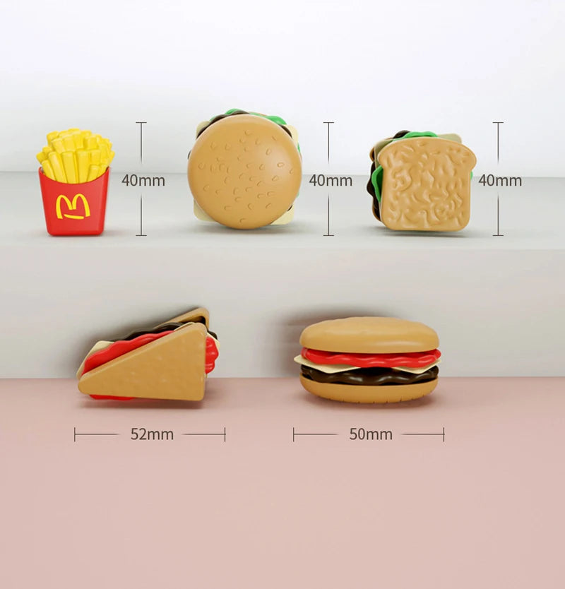 Kids Mini Kitchen Toy Detachable Snack Hamburger Cookie Miniature Accessories Plastic Pretend Toy Play House Food Sets Gift Boys