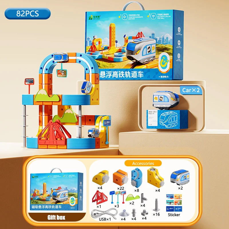 Kids Magnetic Track Car Toy Children Electric Anti-gravity Train Railway Model Magic Race Cars Toys for Boys 3 Years Birthday
