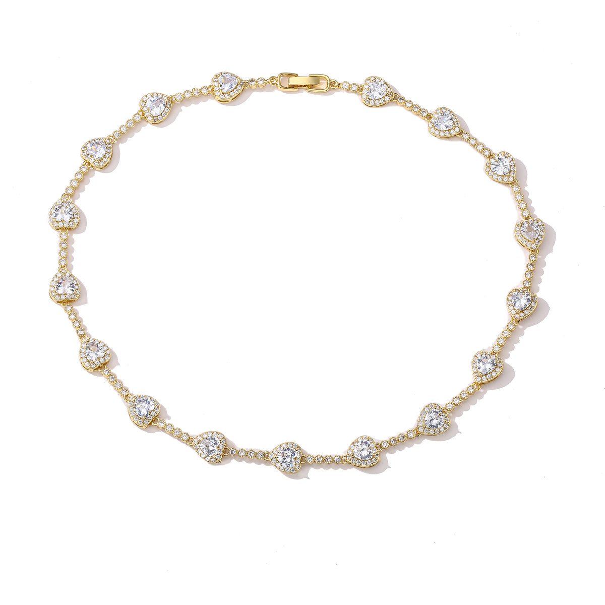 HECHENG, CZ Heart Tennis Link Chain Bracelet Necklace For Women Birthday Gifts Iced Out Bling CZ Paved Love Heart Sweet Bracelet