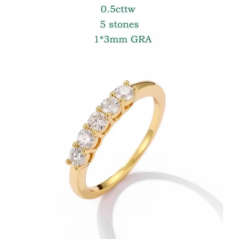 TY 0.7CT 3mm Gemstone Moissanite Rings for Women S925 Silver Matching Wedding Diamonds Band Stackable Ring White Gold Gift