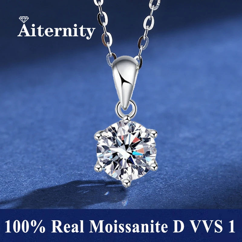 Fashion Luxury Trendy Classic 1ct GRA Moissanite Irregular Sqaure Necklace For Charm Women 925 Silver Party Jewelry Gift