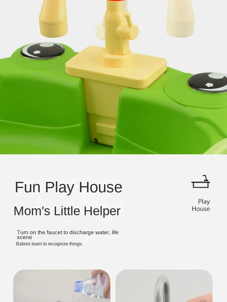 Children's Play Kitchen Toys Water Pretend Play House Kids Can Drain Wash Basin Sink Kids Kitchen Set Toy for Boys Girls Gifts