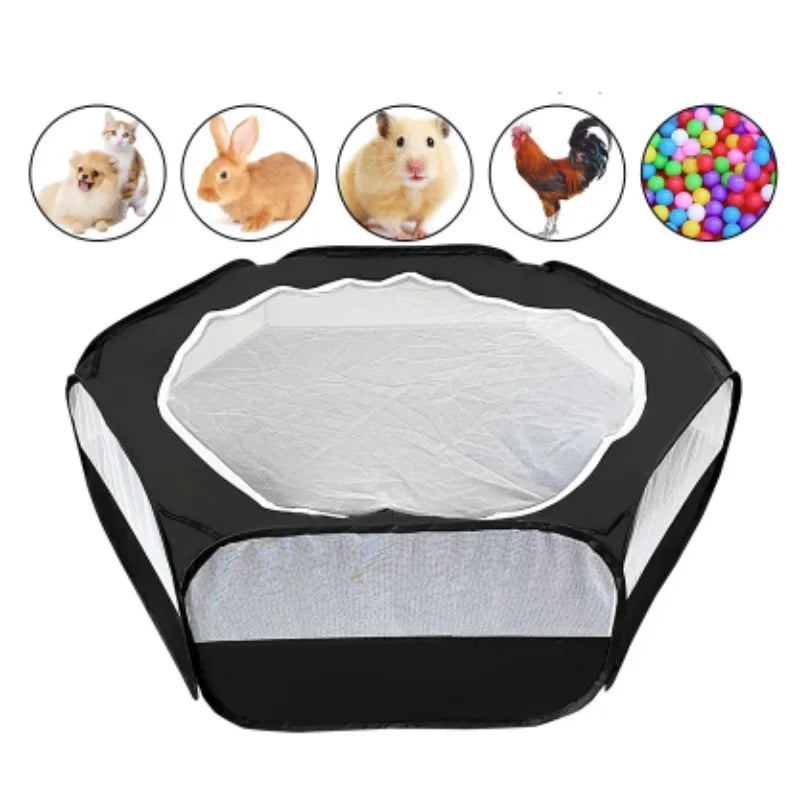 Transparent Portable Pet Cage Tent Dog Cat Playpen Open Folding Yard Fence for Hamster Rabbit Guinea Pig Small Pet Cage