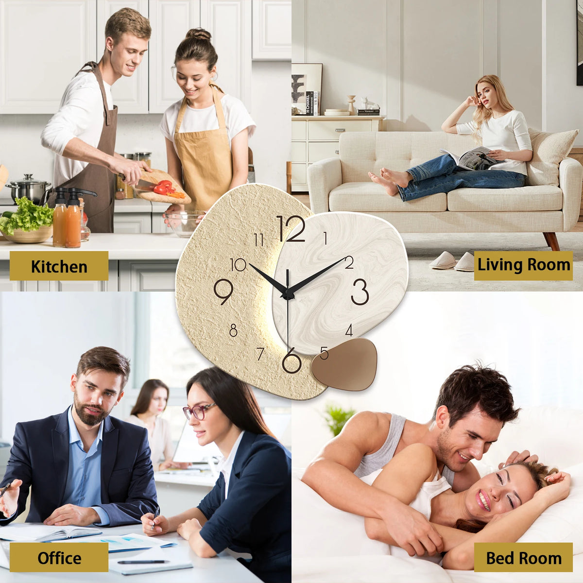 Modern Simple Wall Clock, Silent Quartz Clock, Bedroom Clock Living Room Sofa Background Decoration Wall Clock, No Battery